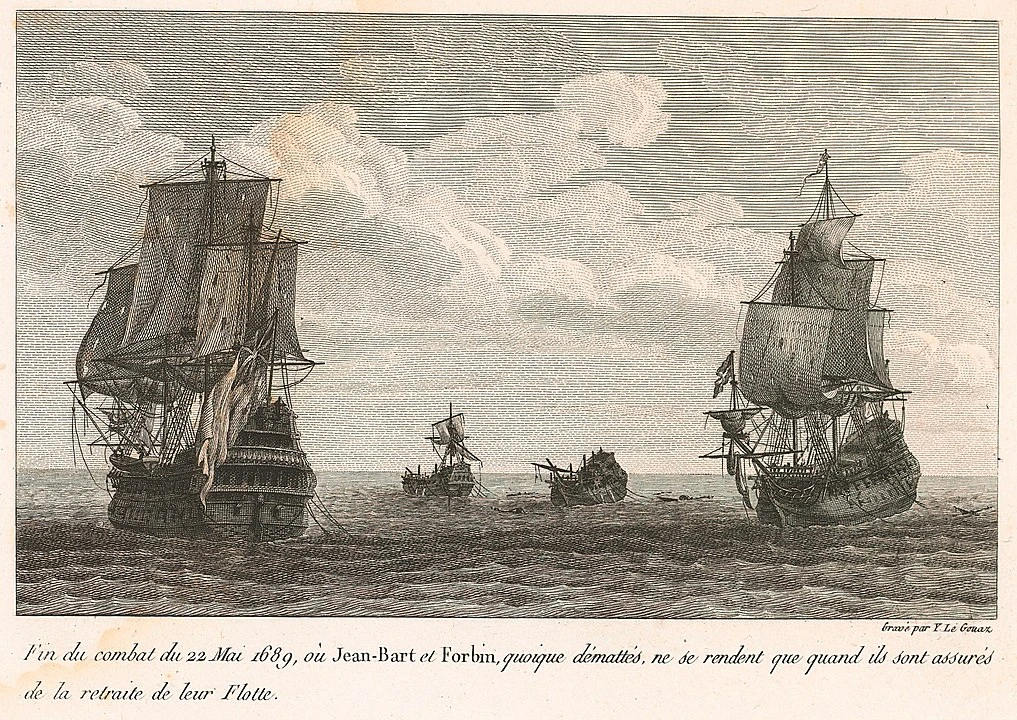 La capture de Jean Bart en 1689 décrite par une gravure du XIXe siècle. 