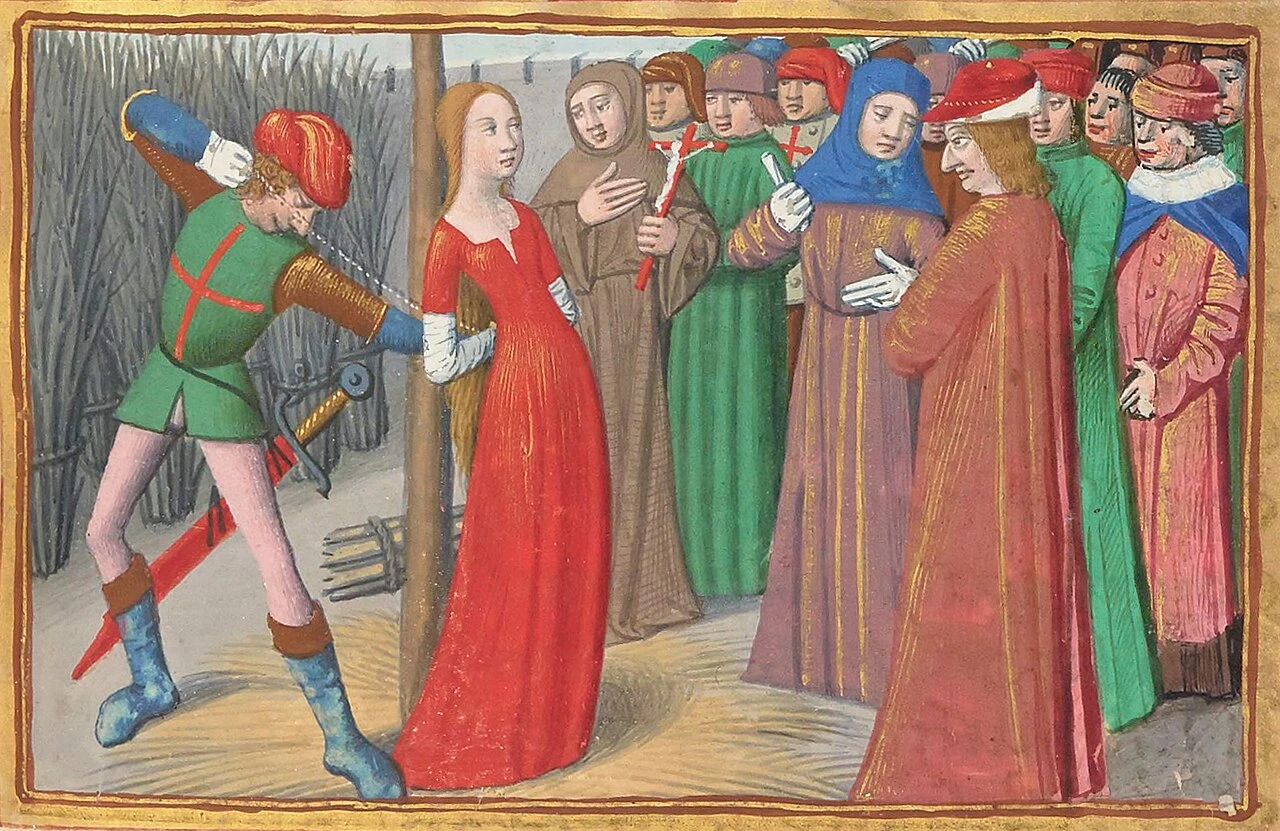 Jeanne au bûcher / image choisie par Monsieur de France : Par Anonyme — Cette image provient de la bibliothèque en ligne Gallica sous l'identifiant ARK btv1b105380390/f153, Domaine public, https://commons.wikimedia.org/w/index.php?curid=5833377