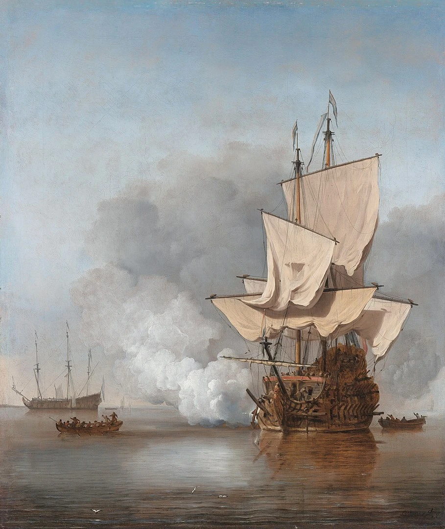Le coup de canon, tableau de Van de Velde le Jeune, 1707 C'est ce genre de navire que Dugay-Trouin commandait. 