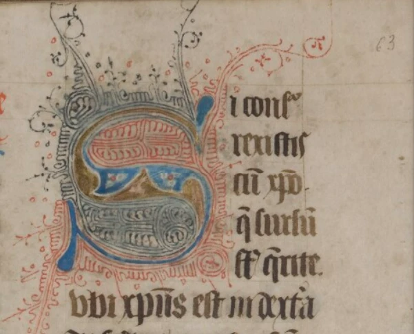 Une lettre d'un des manuscrits du Mont Saint Michel mis en ligne sur la bibliothèque virtuelle du Mont Saint Michel. 