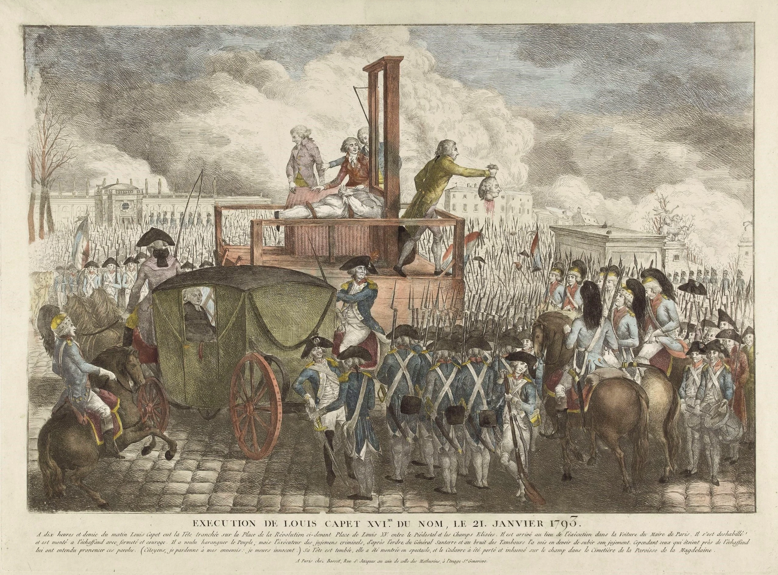 Exécution de Louis XVI par Charles Henri SANSON le 21 janvier 1793 (musée Carnavalet de Paris). 