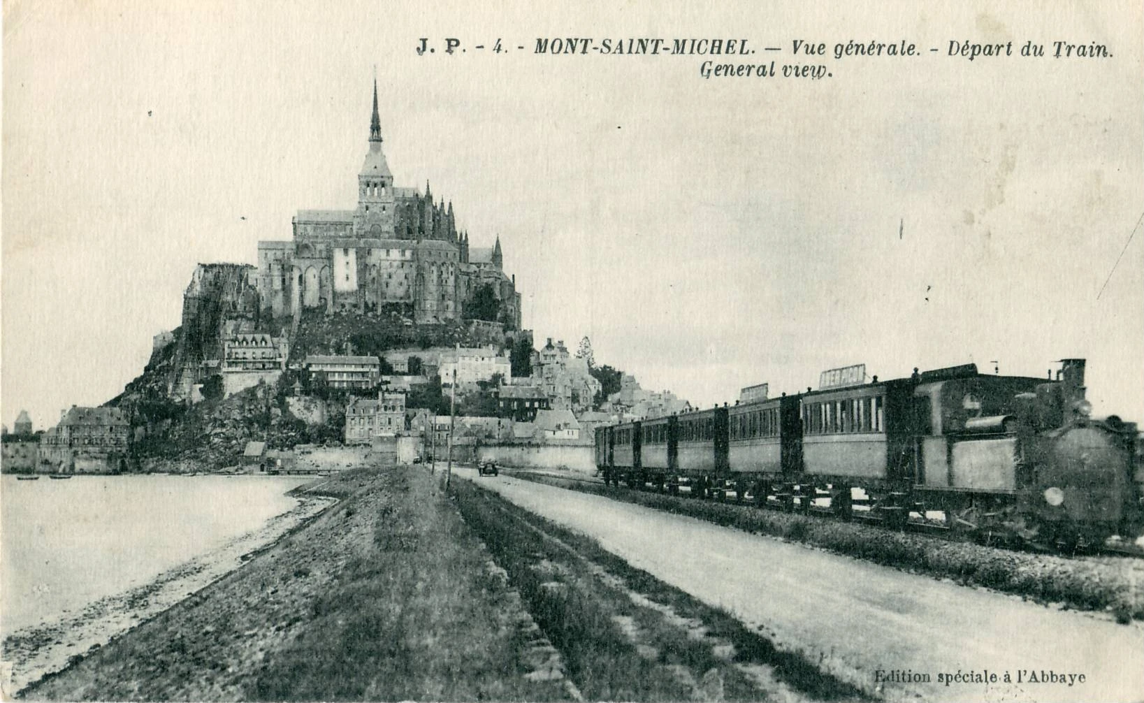 On pouvait aller, autrefois, en train au Mont Saint Michel... C'était début du XXe siècle / Photo choisie par monsieurdefrance.fr Scan par Claude Shoshany — Collection personnelle, Domaine public / Wikipedia