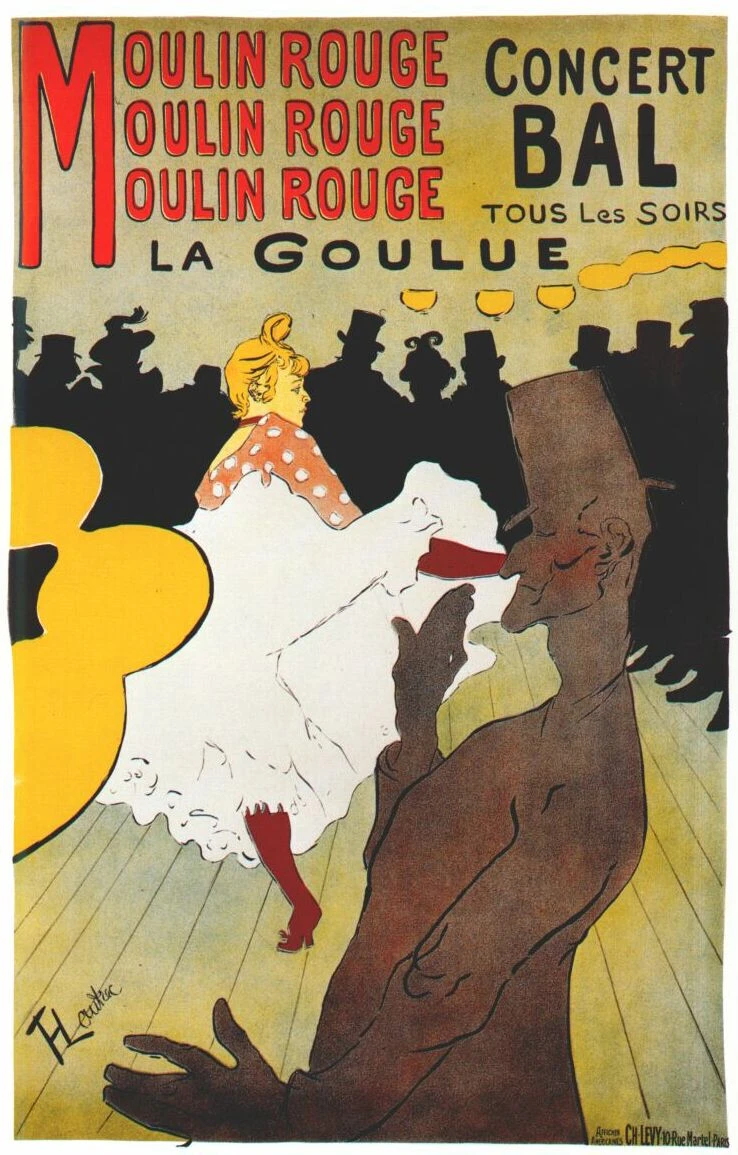 Illustration choisie par monsieurdefrance.com : La goulue, montmartroise, sur la célèbre affiche du Moulin-rouge dessinée par Toulouse-Lautrec.