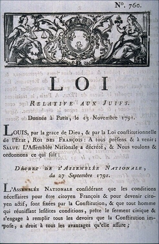 La Loi obtenue par l'abbé Grégoire / Par Musée d'art et d'histoire du Judaïsme — Travail personnel, CC BY-SA 4.0, https://commons.wikimedia.org/w/index.php?curid=41895870